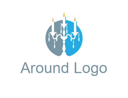candelabra with crystals and burning candles logo