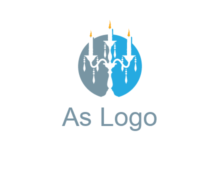 candelabra with crystals and burning candles logo