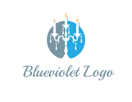 candelabra with crystals and burning candles logo