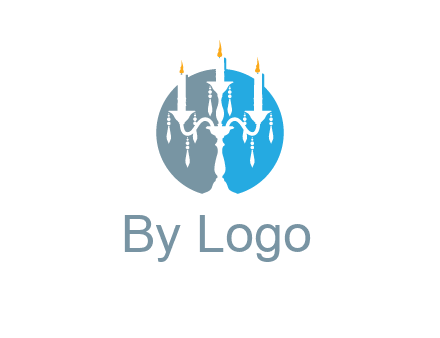 candelabra with crystals and burning candles logo