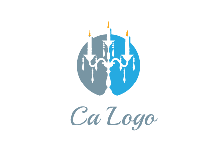 candelabra with crystals and burning candles logo