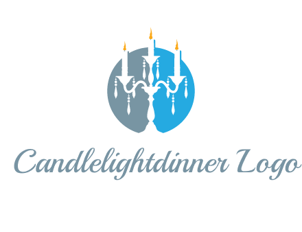 candelabra with crystals and burning candles logo