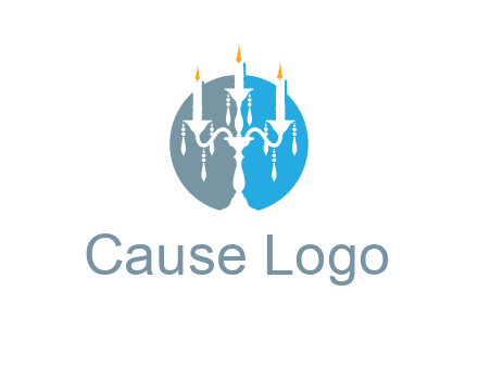 candelabra with crystals and burning candles logo