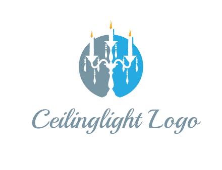 candelabra with crystals and burning candles logo