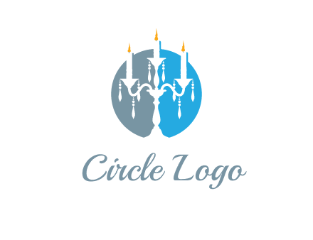 candelabra with crystals and burning candles logo