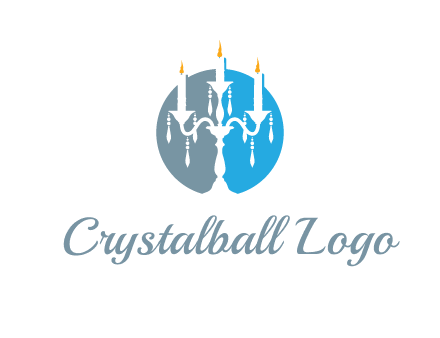 candelabra with crystals and burning candles logo
