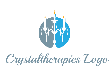 candelabra with crystals and burning candles logo