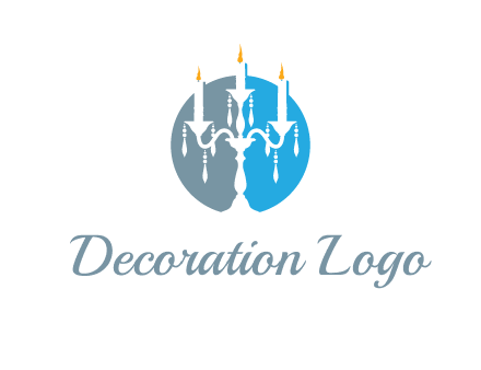 candelabra with crystals and burning candles logo
