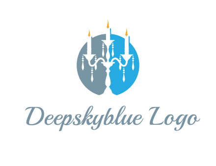 candelabra with crystals and burning candles logo