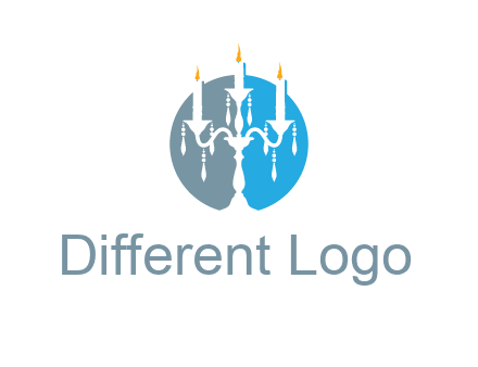candelabra with crystals and burning candles logo