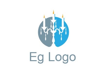 candelabra with crystals and burning candles logo