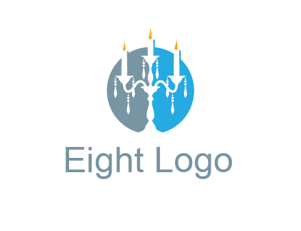candelabra with crystals and burning candles logo