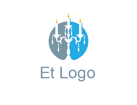candelabra with crystals and burning candles logo