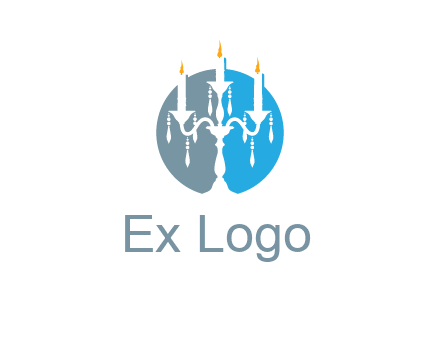 candelabra with crystals and burning candles logo