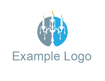 candelabra with crystals and burning candles logo