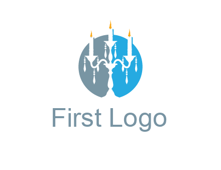 candelabra with crystals and burning candles logo