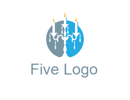 candelabra with crystals and burning candles logo