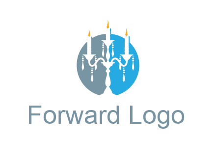 candelabra with crystals and burning candles logo