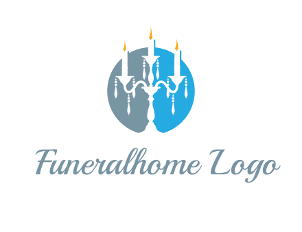 candelabra with crystals and burning candles logo