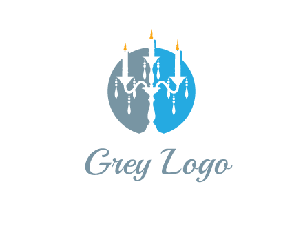 candelabra with crystals and burning candles logo