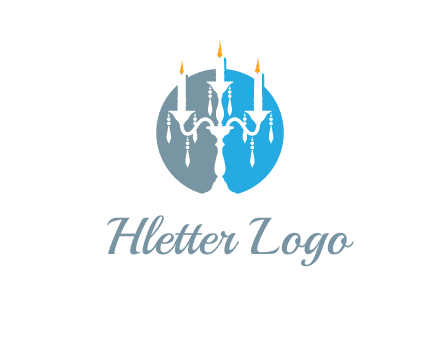 candelabra with crystals and burning candles logo