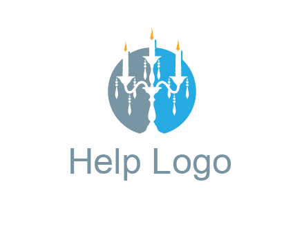 candelabra with crystals and burning candles logo