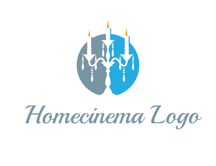 candelabra with crystals and burning candles logo