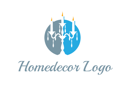 candelabra with crystals and burning candles logo