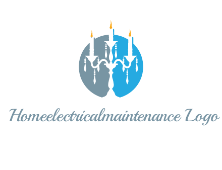 candelabra with crystals and burning candles logo