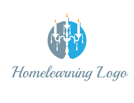 candelabra with crystals and burning candles logo