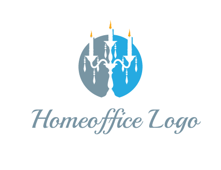 candelabra with crystals and burning candles logo