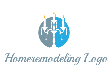 candelabra with crystals and burning candles logo