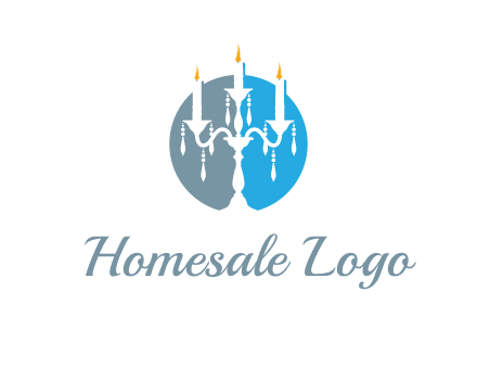 candelabra with crystals and burning candles logo