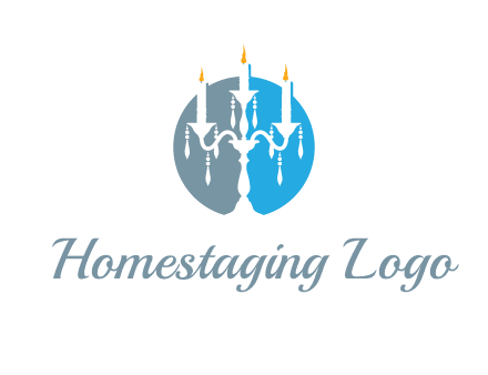 candelabra with crystals and burning candles logo