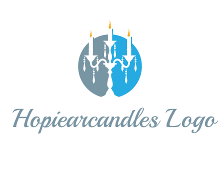 candelabra with crystals and burning candles logo