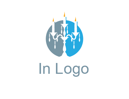 candelabra with crystals and burning candles logo