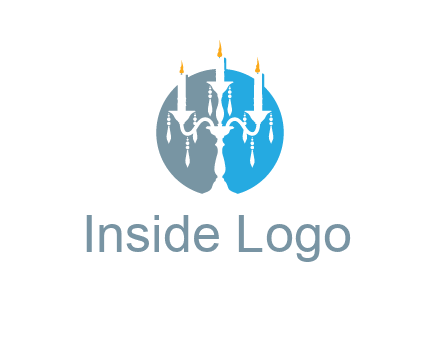 candelabra with crystals and burning candles logo