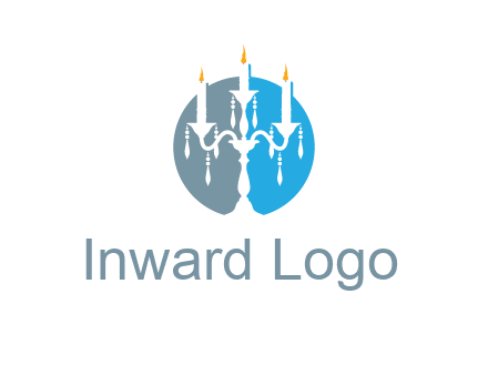 candelabra with crystals and burning candles logo