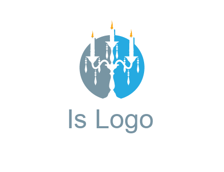 candelabra with crystals and burning candles logo