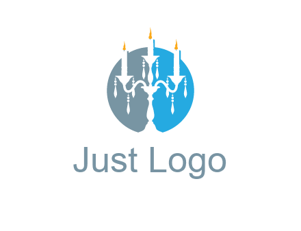 candelabra with crystals and burning candles logo
