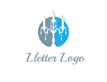 candelabra with crystals and burning candles logo