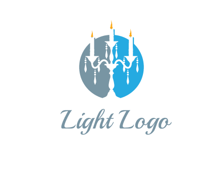 candelabra with crystals and burning candles logo
