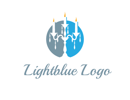 candelabra with crystals and burning candles logo