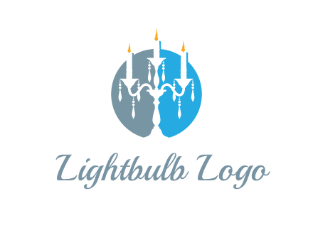 candelabra with crystals and burning candles logo