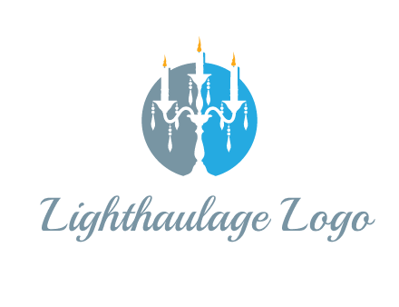 candelabra with crystals and burning candles logo