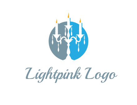 candelabra with crystals and burning candles logo