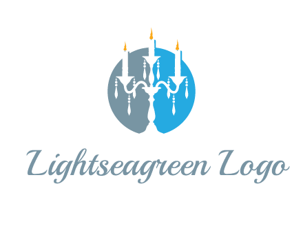 candelabra with crystals and burning candles logo