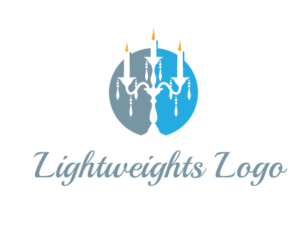 candelabra with crystals and burning candles logo