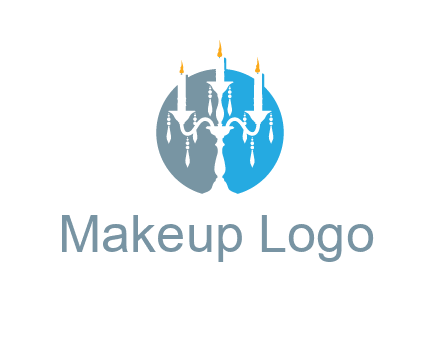 candelabra with crystals and burning candles logo