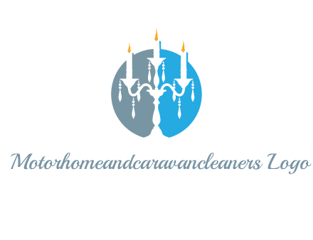 candelabra with crystals and burning candles logo